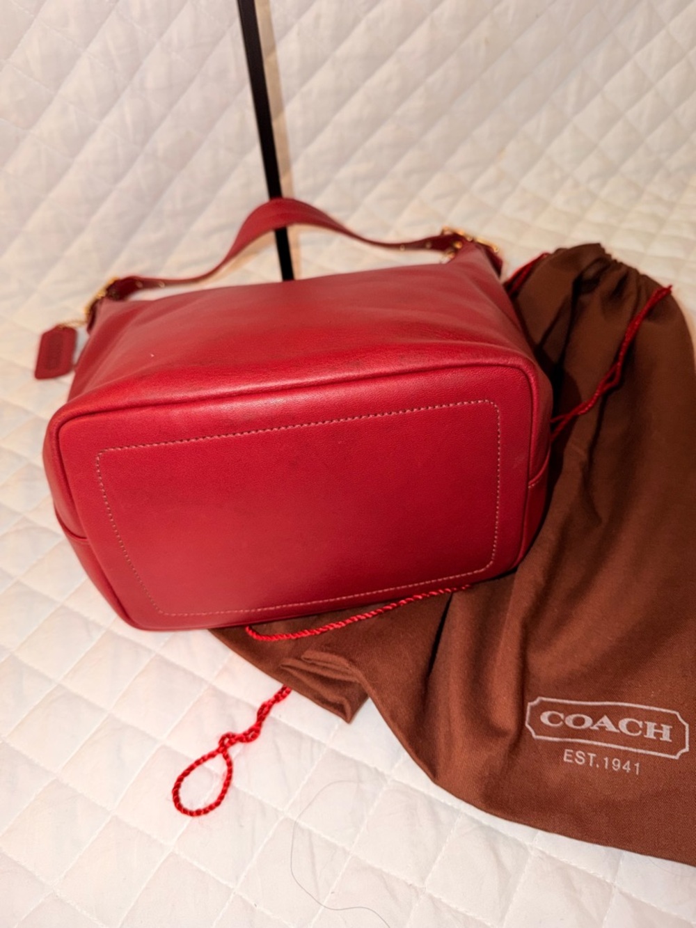 Coach Red Leather Shoulder hobo Vintage - Picture 8 of 16